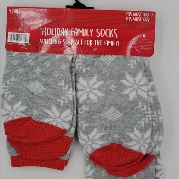 Holiday Family Socks matching sock set for the family. Snowflakes - Picture 2 of 2